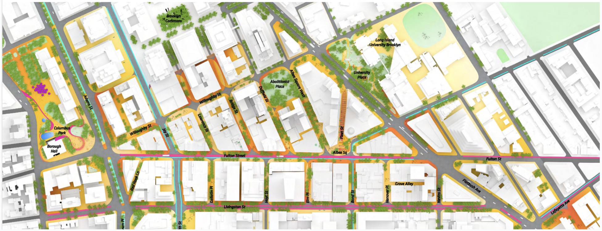 Map illustrating planned walking areas in DTBK by 2030
